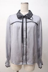 axes femme POETIQUE / 配色レースデザインブラウス M グレイ Y-25-07-14-054-AX-BL-SZ-ZY