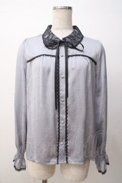 画像1: axes femme POETIQUE / 配色レースデザインブラウス M グレイ Y-25-07-14-054-AX-BL-SZ-ZY