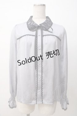 画像1: axes femme POETIQUE / 配色レースデザインブラウス M グレイ Y-25-07-14-054-AX-BL-SZ-ZY