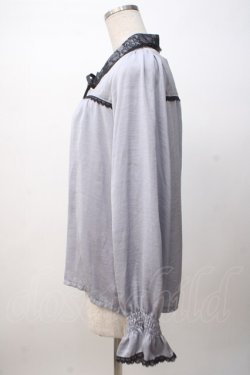 画像2: axes femme POETIQUE / 配色レースデザインブラウス M グレイ Y-25-07-14-054-AX-BL-SZ-ZY