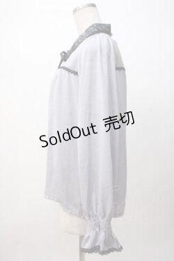 画像2: axes femme POETIQUE / 配色レースデザインブラウス M グレイ Y-25-07-14-054-AX-BL-SZ-ZY