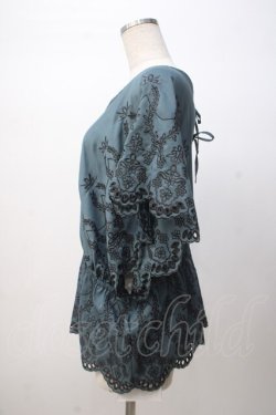 画像2: axes femme / 総刺繍Vネックブラウス M Bグリーン Y-25-07-14-055-AX-BL-SZ-ZY