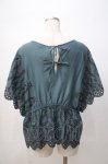 画像3: axes femme / 総刺繍Vネックブラウス M Bグリーン Y-25-07-14-055-AX-BL-SZ-ZT017 (3)