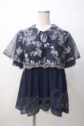 axes femme / チュール刺繍ロングシャツ M 紺 Y-25-07-14-056-AX-BL-SZ-ZY