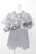 axes femme / チュール刺繍ロングシャツ M 紺 Y-25-07-14-056-AX-BL-SZ-ZY