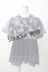 axes femme / チュール刺繍ロングシャツ M 紺 Y-25-07-14-056-AX-BL-SZ-ZY