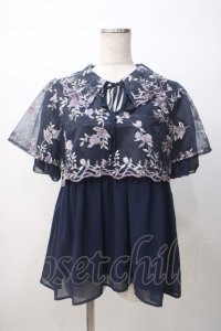 axes femme / チュール刺繍ロングシャツ M 紺 Y-25-07-14-056-AX-BL-SZ-ZY
