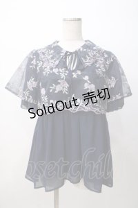 axes femme / チュール刺繍ロングシャツ M 紺 Y-25-07-14-056-AX-BL-SZ-ZY