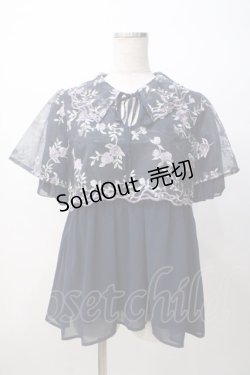 画像1: axes femme / チュール刺繍ロングシャツ M 紺 Y-25-07-14-056-AX-BL-SZ-ZY