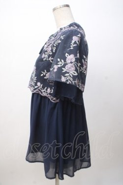 画像2: axes femme / チュール刺繍ロングシャツ M 紺 Y-25-07-14-056-AX-BL-SZ-ZY