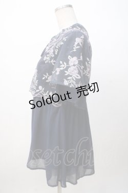 画像2: axes femme / チュール刺繍ロングシャツ M 紺 Y-25-07-14-056-AX-BL-SZ-ZY