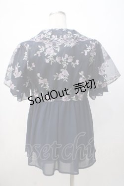 画像3: axes femme / チュール刺繍ロングシャツ M 紺 Y-25-07-14-056-AX-BL-SZ-ZY