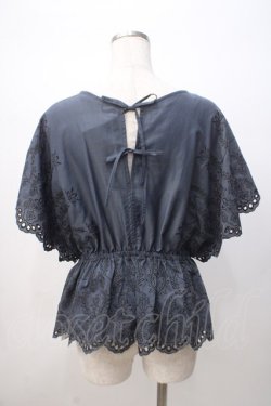 画像3: axes femme / 総刺繍Vネックブラウス M 紺 Y-25-07-14-057-AX-BL-SZ-ZY