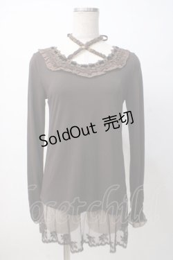 画像1: axes femme / はしごレース薔薇ホルターカットソー M 茶 Y-25-07-14-059-AX-TO-SZ-ZI
