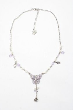 画像2: axes femme / バラチャーム付き蝶ネックレス  ラベンダー Y-25-07-14-001-AX-AC-SZ-ZY