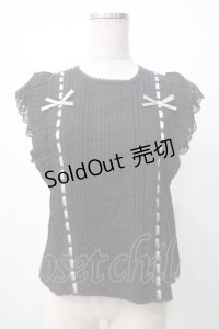 axes femme POETIQUE / フリルノースリーブブラウス M 黒 Y-25-07-14-064-AX-BL-SZ-ZY