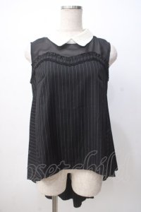 axes femme POETIQUE / ノースリーブストライプシャツ M 黒 Y-25-07-14-065-AX-BL-SZ-ZY