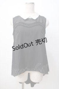 axes femme POETIQUE / ノースリーブストライプシャツ M 黒 Y-25-07-14-065-AX-BL-SZ-ZI