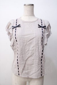 axes femme POETIQUE / フリルノースリーブブラウス M グレー Y-25-07-14-066-AX-BL-SZ-ZY