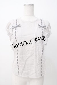 axes femme POETIQUE / フリルノースリーブブラウス M グレー Y-25-07-14-066-AX-BL-SZ-ZY