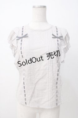 画像1: axes femme POETIQUE / フリルノースリーブブラウス M グレー Y-25-07-14-066-AX-BL-SZ-ZY