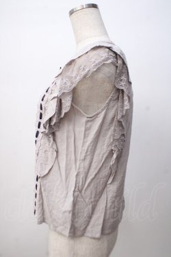 画像2: axes femme POETIQUE / フリルノースリーブブラウス M グレー Y-25-07-14-066-AX-BL-SZ-ZY