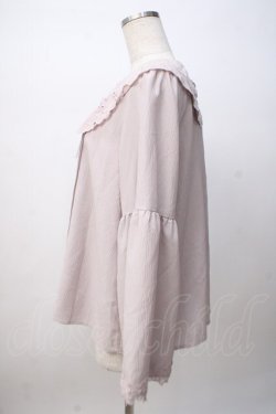 画像2: axes femme / 刺繍入りビッグカラーブラウス M 淡ピンク Y-25-07-14-067-AX-BL-SZ-ZY