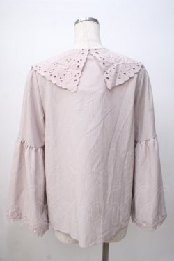 画像3: axes femme / 刺繍入りビッグカラーブラウス M 淡ピンク Y-25-07-14-067-AX-BL-SZ-ZY