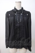 axes femme POETIQUE / 巻き薔薇デザインフリルブラウス M 黒 Y-25-07-14-069-AX-BL-SZ-ZY