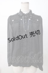 axes femme POETIQUE / 巻き薔薇デザインフリルブラウス M 黒 Y-25-07-14-069-AX-BL-SZ-ZY