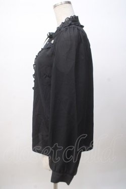 画像2: axes femme POETIQUE / 巻き薔薇デザインフリルブラウス M 黒 Y-25-07-14-069-AX-BL-SZ-ZY