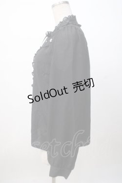 画像2: axes femme POETIQUE / 巻き薔薇デザインフリルブラウス M 黒 Y-25-07-14-069-AX-BL-SZ-ZY