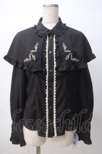 axes femme kawaii / 刺繍入りケープ付き2wayブラウス M 黒 Y-25-07-14-070-AX-BL-SZ-ZY