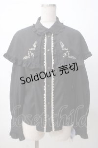 axes femme kawaii / 刺繍入りケープ付き2wayブラウス M 黒 Y-25-07-14-070-AX-BL-SZ-ZY