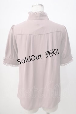 画像3: axes femme / カメオブローチスタンドネック半袖ブラウス M ピンク Y-25-07-14-071-AX-BL-SZ-ZY