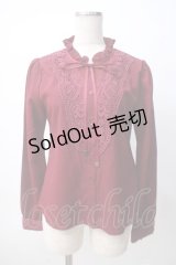 axes femme / リボン付きレース使いブラウス M ワイン Y-25-07-14-072-AX-BL-SZ-ZY