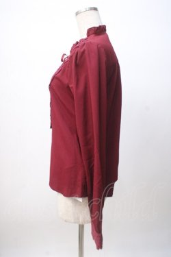 画像2: axes femme / リボン付きレース使いブラウス M ワイン Y-25-07-14-072-AX-BL-SZ-ZY