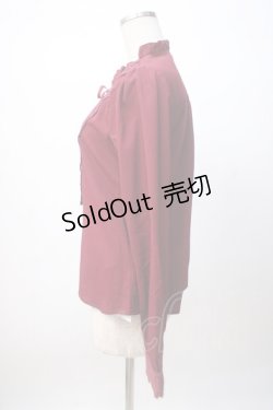 画像2: axes femme / リボン付きレース使いブラウス M ワイン Y-25-07-14-072-AX-BL-SZ-ZY