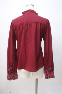 画像3: axes femme / リボン付きレース使いブラウス M ワイン Y-25-07-14-072-AX-BL-SZ-ZY