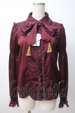 画像1: axes femme kawaii / タッセルリボンブラウス M ワイン Y-25-07-14-073-AX-BL-SZ-ZY