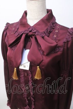 画像4: axes femme kawaii / タッセルリボンブラウス M ワイン Y-25-07-14-073-AX-BL-SZ-ZY