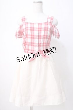 画像1: TRALALA / ギンガムドッキングワンピース 0 アカ×アイボリー Y-25-07-14-086-LO-OP-SZ-ZY