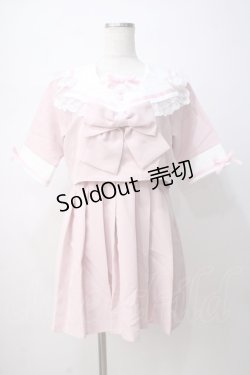 画像1: DearMyLove / レースフリルリボン学園ワンピース L ピンク Y-25-07-14-089-EL-OP-SZ-ZY