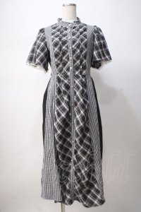 axes femme / チェック切替パッチワークワンピース F 黒 Y-25-07-14-102-AX-OP-SZ-ZY