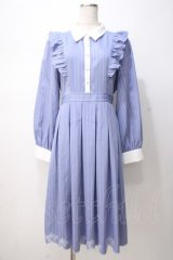 axes femme / スカラップ刺繍バイカラーワンピース F ブルー Y-25-07-14-106-AX-OP-SZ-ZI