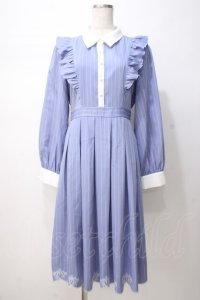 axes femme / スカラップ刺繍バイカラーワンピース F ブルー Y-25-07-14-106-AX-OP-SZ-ZY