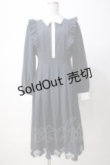 axes femme / スカラップ刺繍バイカラーワンピース F 紺 Y-25-07-14-107-AX-OP-SZ-ZI