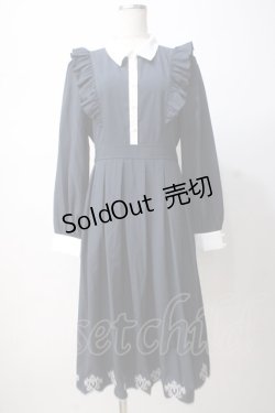 画像1: axes femme / スカラップ刺繍バイカラーワンピース F 紺 Y-25-07-14-107-AX-OP-SZ-ZI