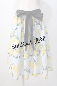 axes femme kawaii / ストライプレモン柄スカート M サックス Y-25-07-14-124-AX-SK-SZ-ZY