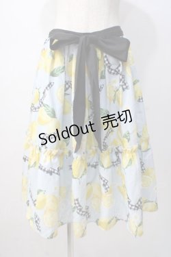 画像1: axes femme kawaii / ストライプレモン柄スカート M サックス Y-25-07-14-124-AX-SK-SZ-ZY